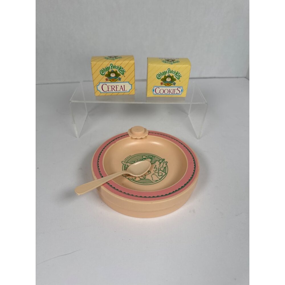 Cabbage Patch Kids Feeding Set 1983 Bowl Spoon‎ Cereal & Cookies Boxes Vintage